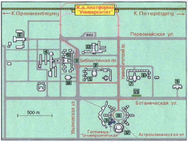 Map of the Petershof Campus of the University